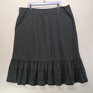 Lauren Ralph Lauren Black Skirt 20W Plus Size Eyelet Ruffle Hem